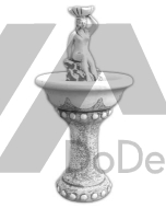 Betong fontän med en staty av en kvinna
