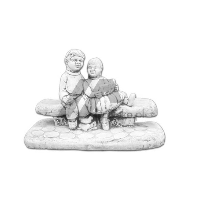 Dekorativ skulptur - barn på bänken